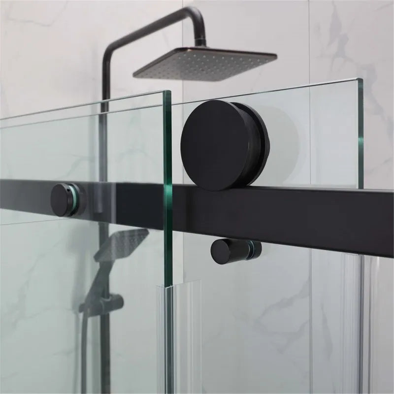 COVEY WALL TO WALL FRAMELESS SINGLE SLIDING DOOR BATH SCREEN MATTE BLACK