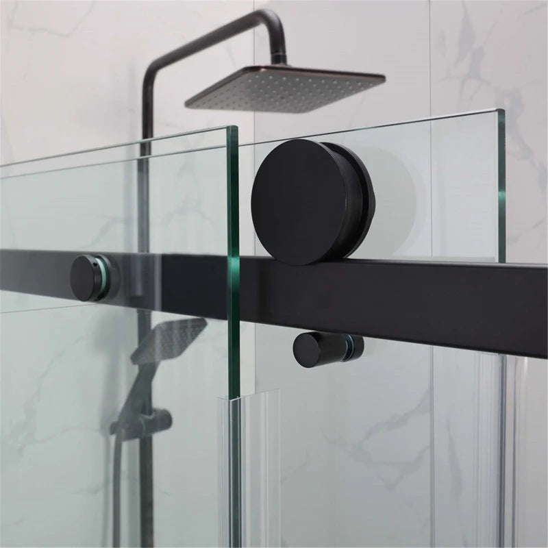 COVEY WALL TO WALL FRAMELESS SINGLE SLIDING DOOR SHOWER SCREEN MATTE BLACK