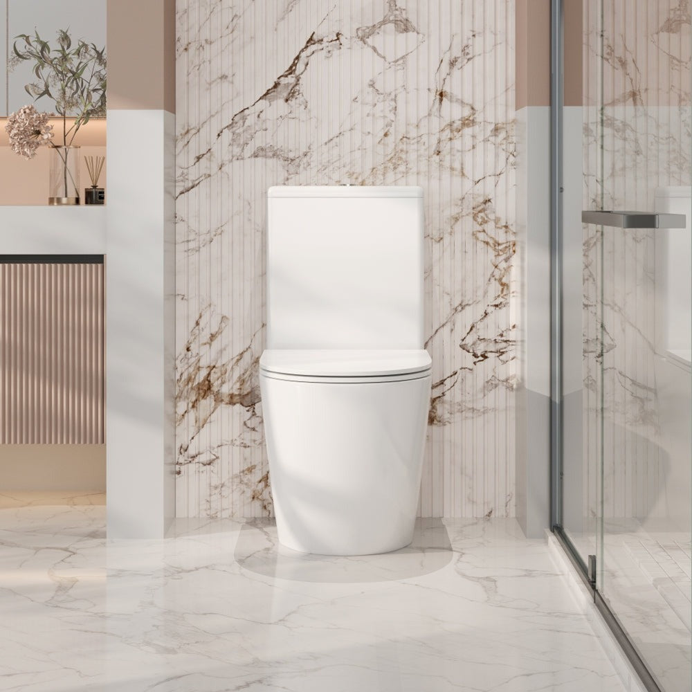 MERCIO CERA RIMLESS BACK TO WALL TOILET SUITE HIGH GLOSS WHITE