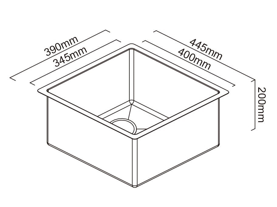 SCHOCK PIAZZA SINGLE BOWL KITCHEN SINK STAINLESS STEEL 390MM