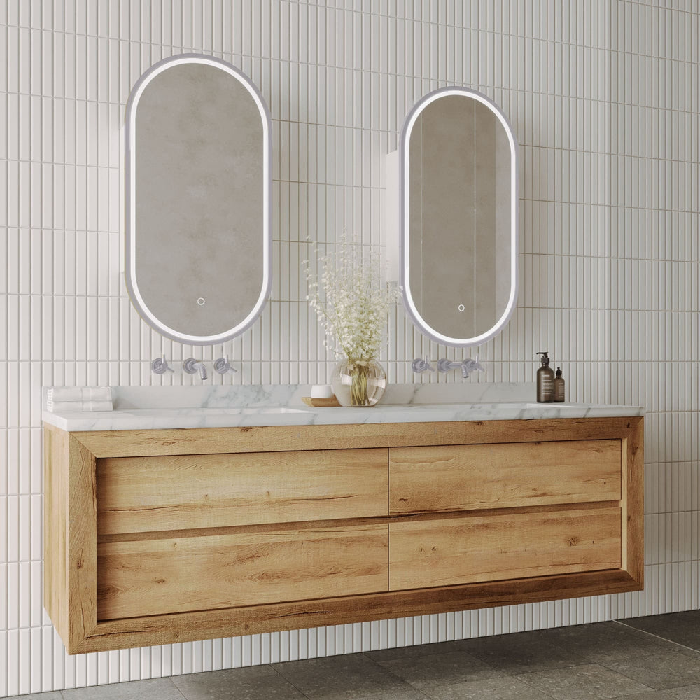 REMER CAPSULE CUSTOM COLOURS FRAMED WHITE LED SHAVING CABINET 454X904MM