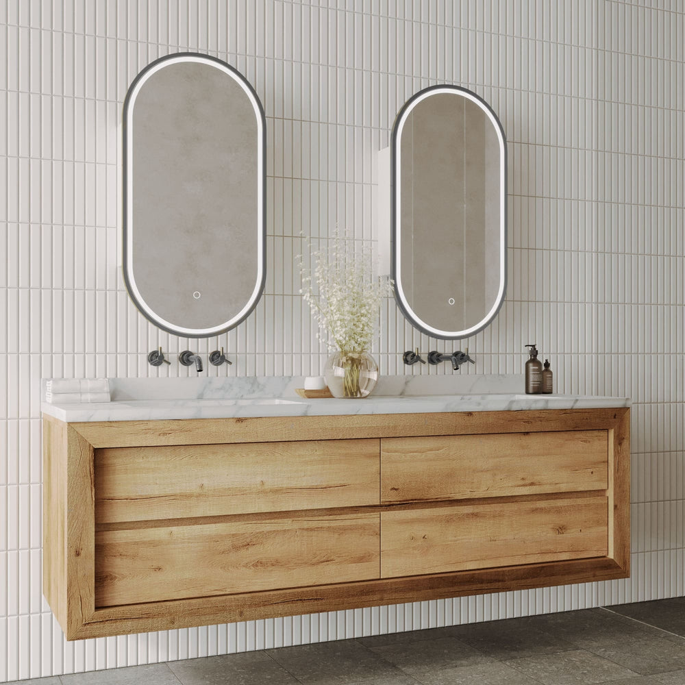 REMER CAPSULE CUSTOM COLOURS FRAMED WHITE LED SHAVING CABINET 454X904MM