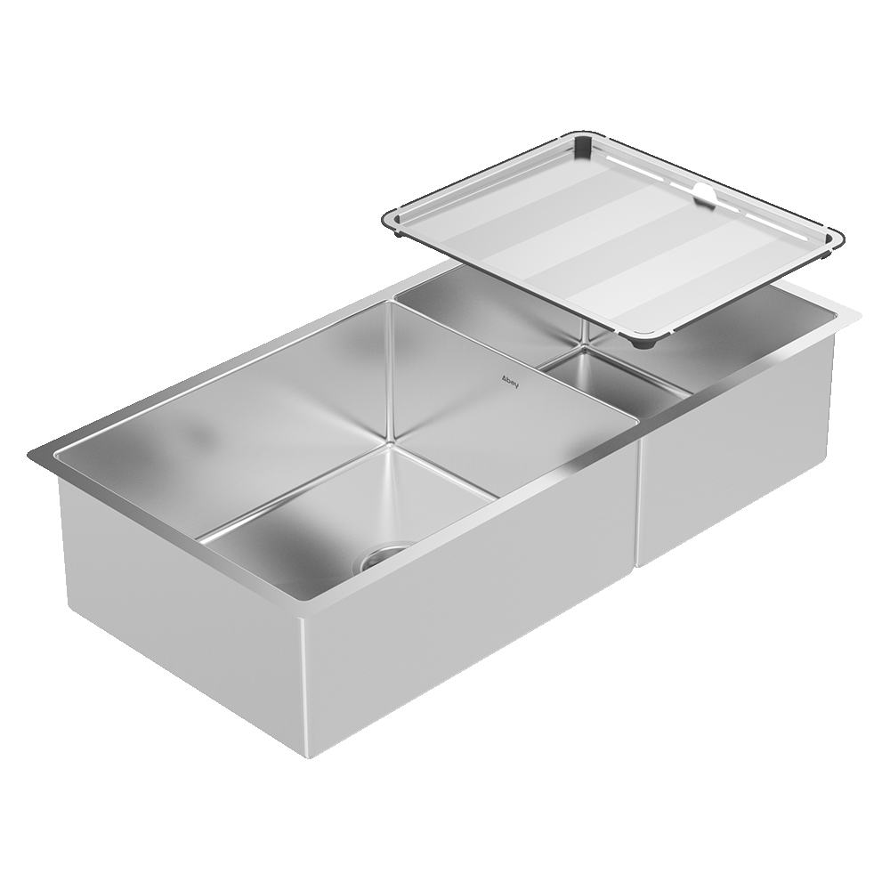 ABEY PIAZZA 1 & 3/4 DOUBLE BOWL KITCHEN SINK STAINLESS STEEL 889MM