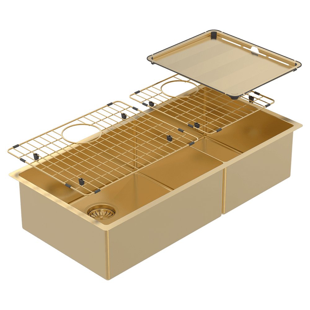 SCHOCK PIAZZA 1 & 3/4 DOUBLE BOWL KITCHEN SINK EUREKA GOLD 889MM