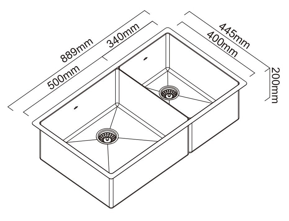 SCHOCK PIAZZA 1 & 3/4 DOUBLE BOWL KITCHEN SINK EUREKA GOLD 889MM