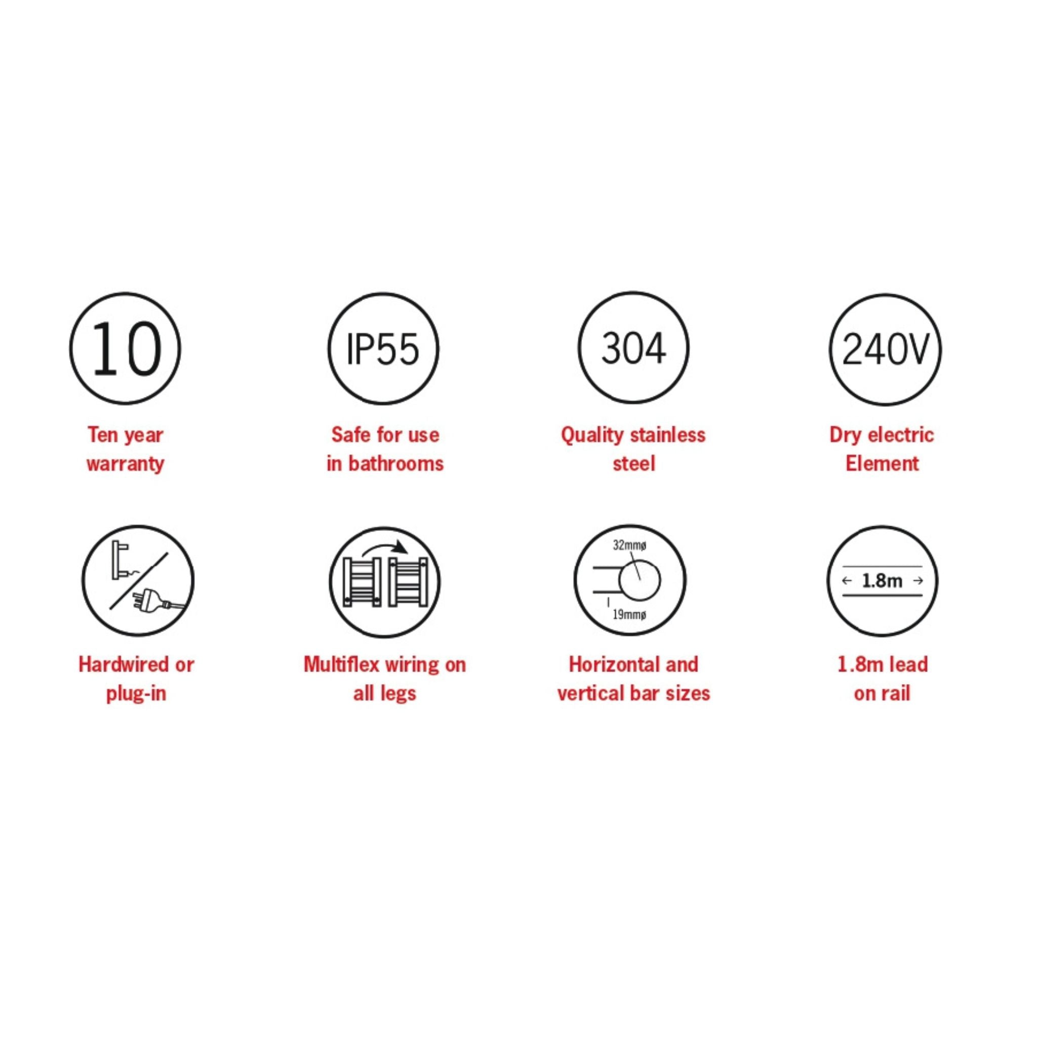 THERMOGROUP CURVED ROUND LADDER HEATED TOWEL RAIL 700MM