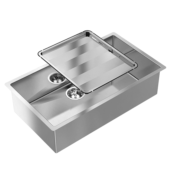 SCHOCK PIAZZA SQUARE SINGLE BOWL KITCHEN SINK STAINLESS STEEL 770MM