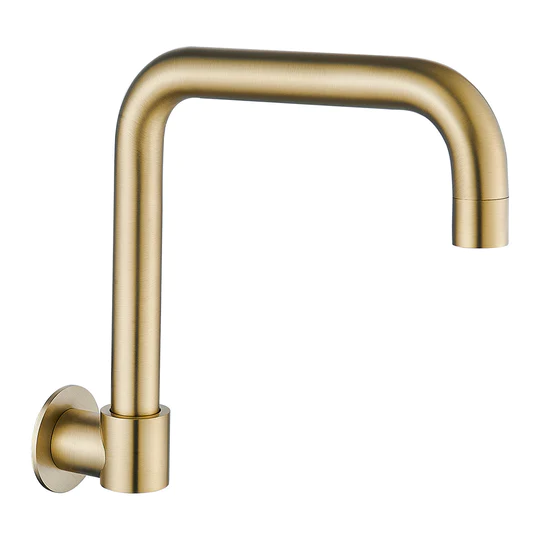 HELLYCAR IDEAL LEAD FREE SWIVEL WALL BASIN / SINK OUTLET 198MM BRUSHED GOLD