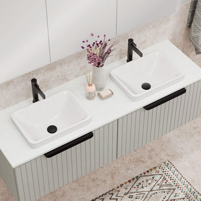 FIENZA KADOS SOLID SURFACE SEMI-INSET BASIN MATTE WHITE 450MM