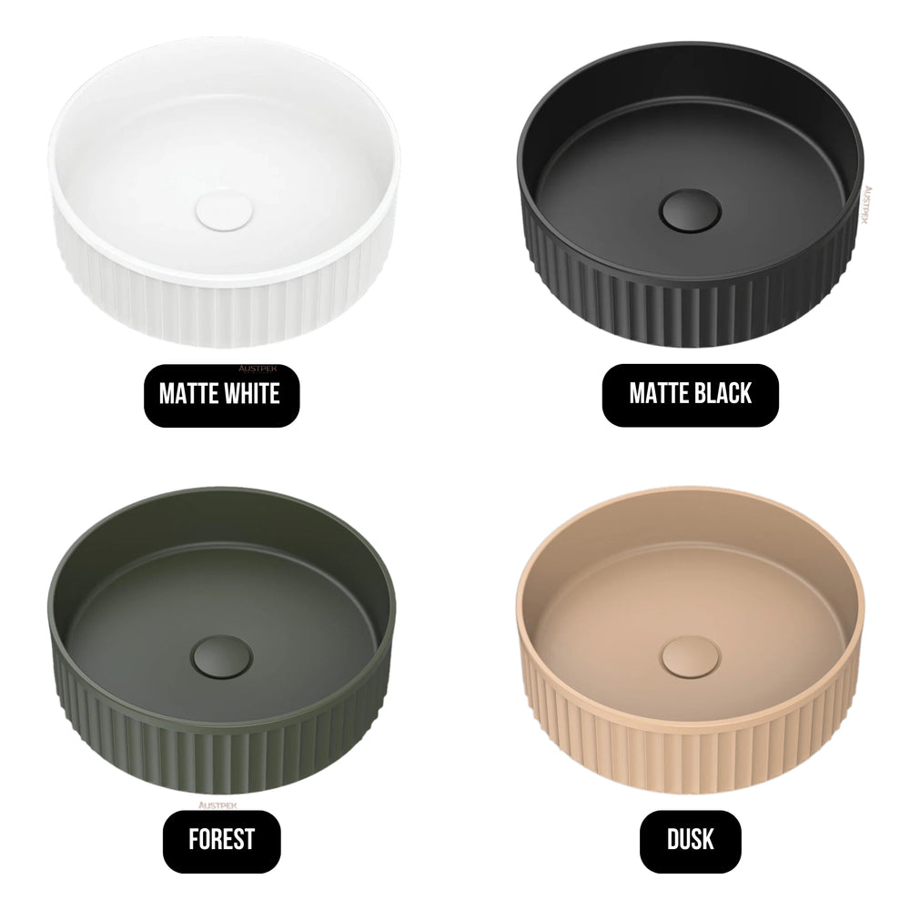 FIENZA MINKA SOLID SURFACE ABOVE COUNTER BASIN MATTE BLACK 400MM
