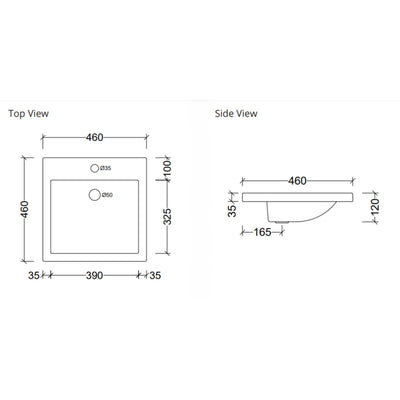 DUROCLASS COVE SLIM INSET BASIN GLOSS WHITE 460MM
