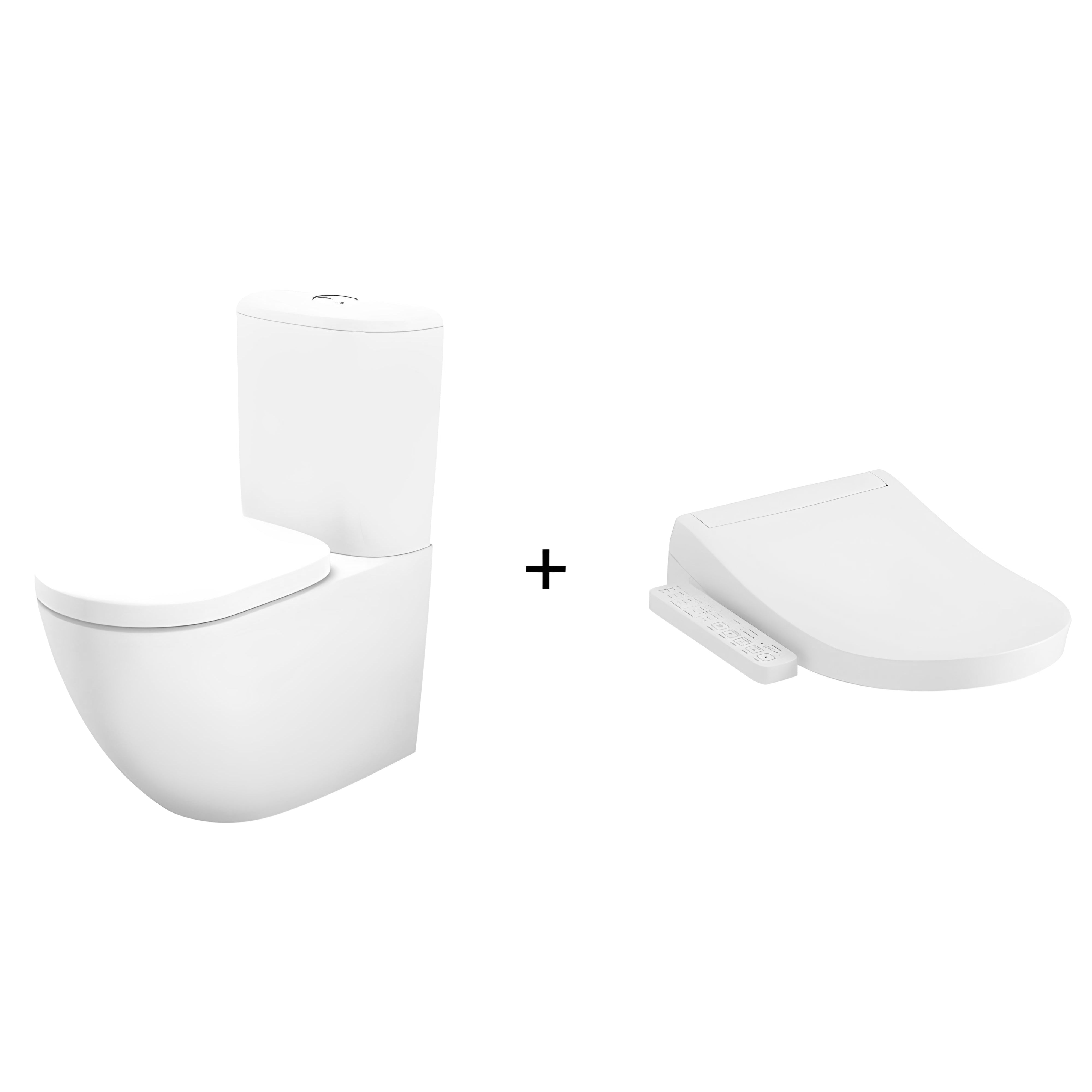 TOTO BASIC+ BTW TOILET AND S2 WASHLET W/ SIDE CONTROL PACKAGE D-SHAPED GLOSS WHITE