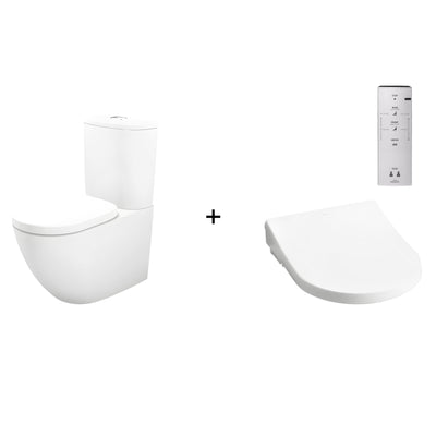 TOTO BASIC+ BTW TOILET AND WASHLET W/ REMOTE CONTROL AND AUTOLID PACKAGE D SHAPE GLOSS WHITE