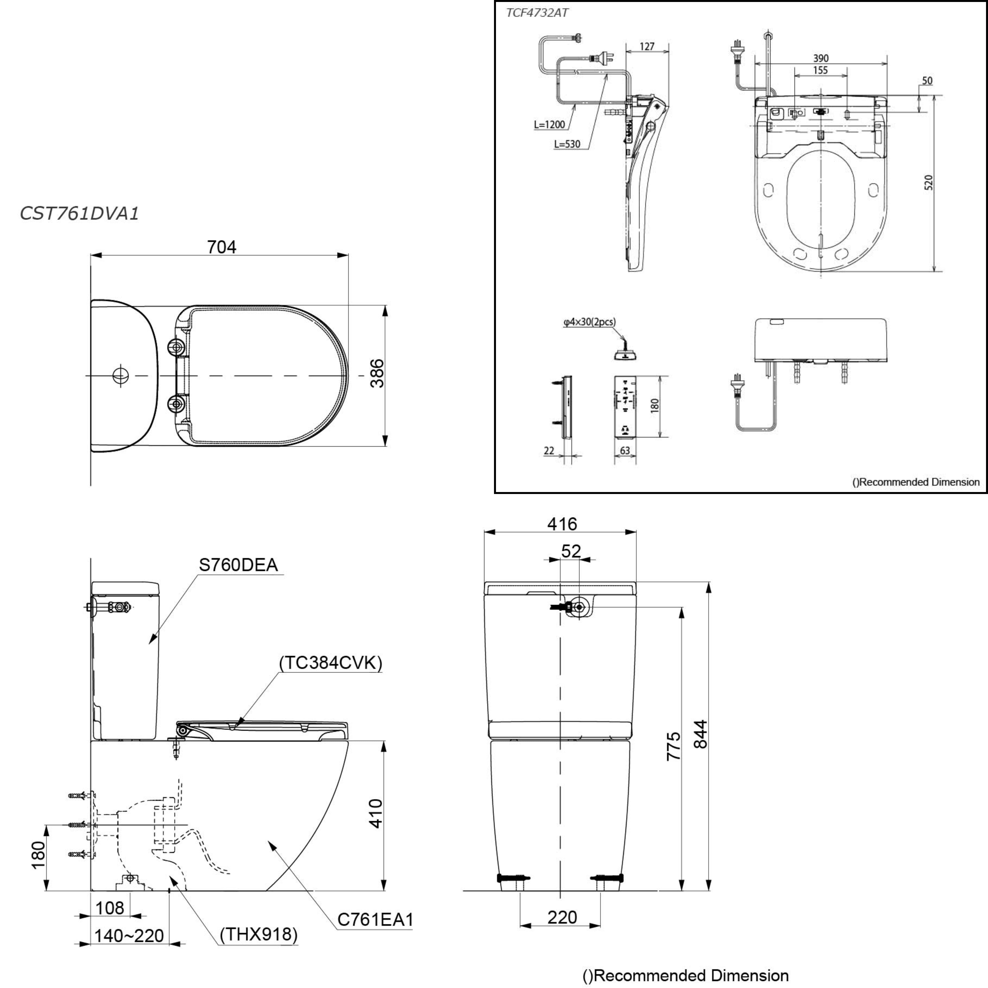 TOTO BASIC+ BTW TOILET AND WASHLET W/ REMOTE CONTROL AND AUTOLID PACKAGE D SHAPE GLOSS WHITE