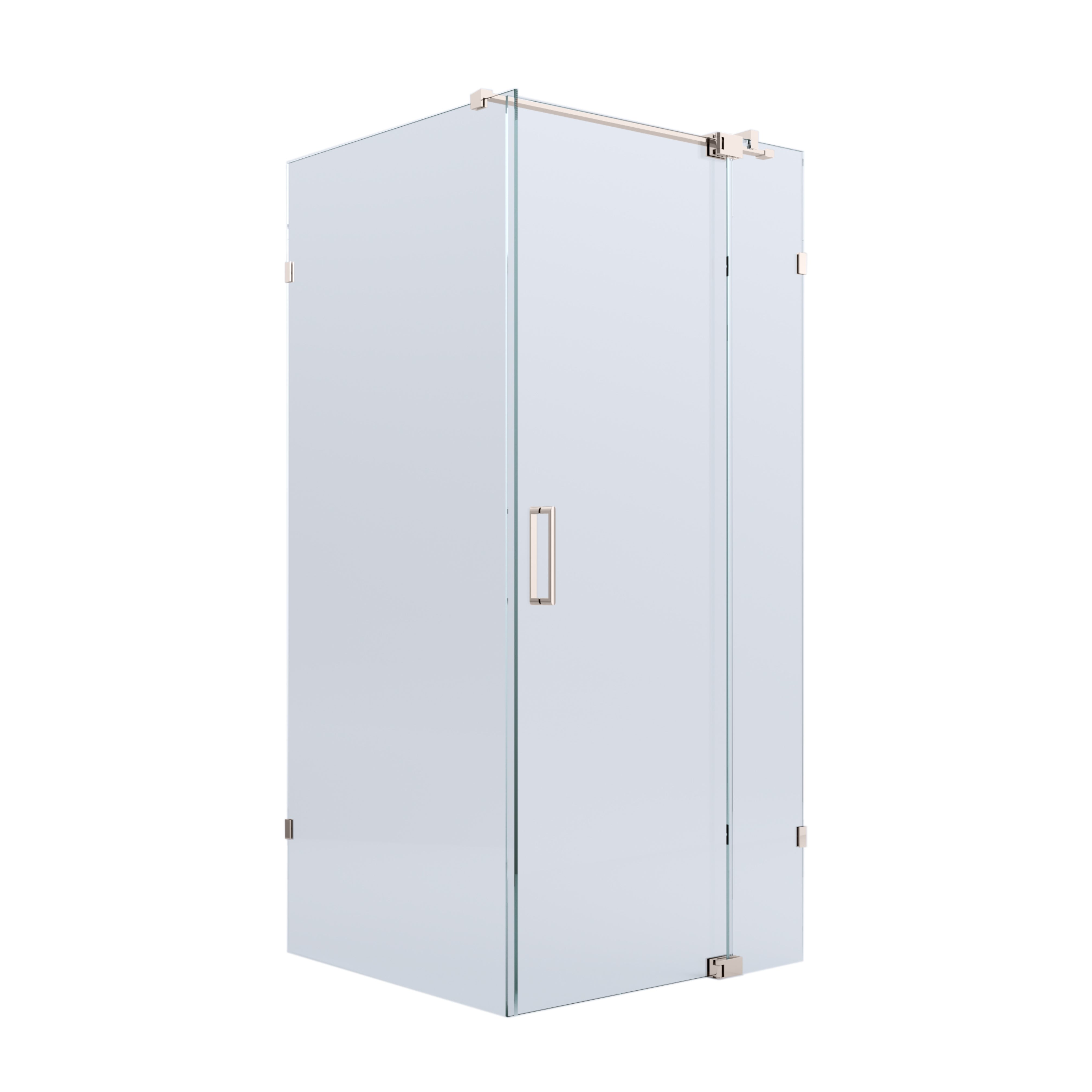 BELLA VISTA KENDRA FRAMELESS OVERLAPPED FRONT AND RETURN PANEL SHOWER SCREEN BRUSHED NICKEL