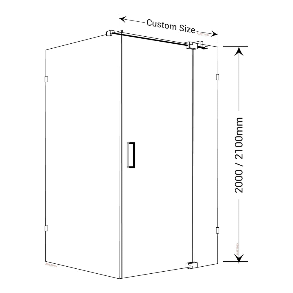 BELLA VISTA KENDRA FRAMELESS OVERLAPPED FRONT AND RETURN PANEL SHOWER SCREEN GUN METAL