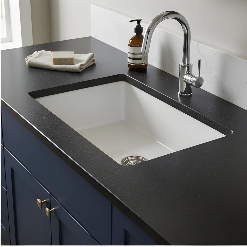 TURNER HASTINGS CUISINE INSET AND UNDERMOUNT FINE FIRECLAY SINGLE BOWL SINK MATTE WHITE 601MM
