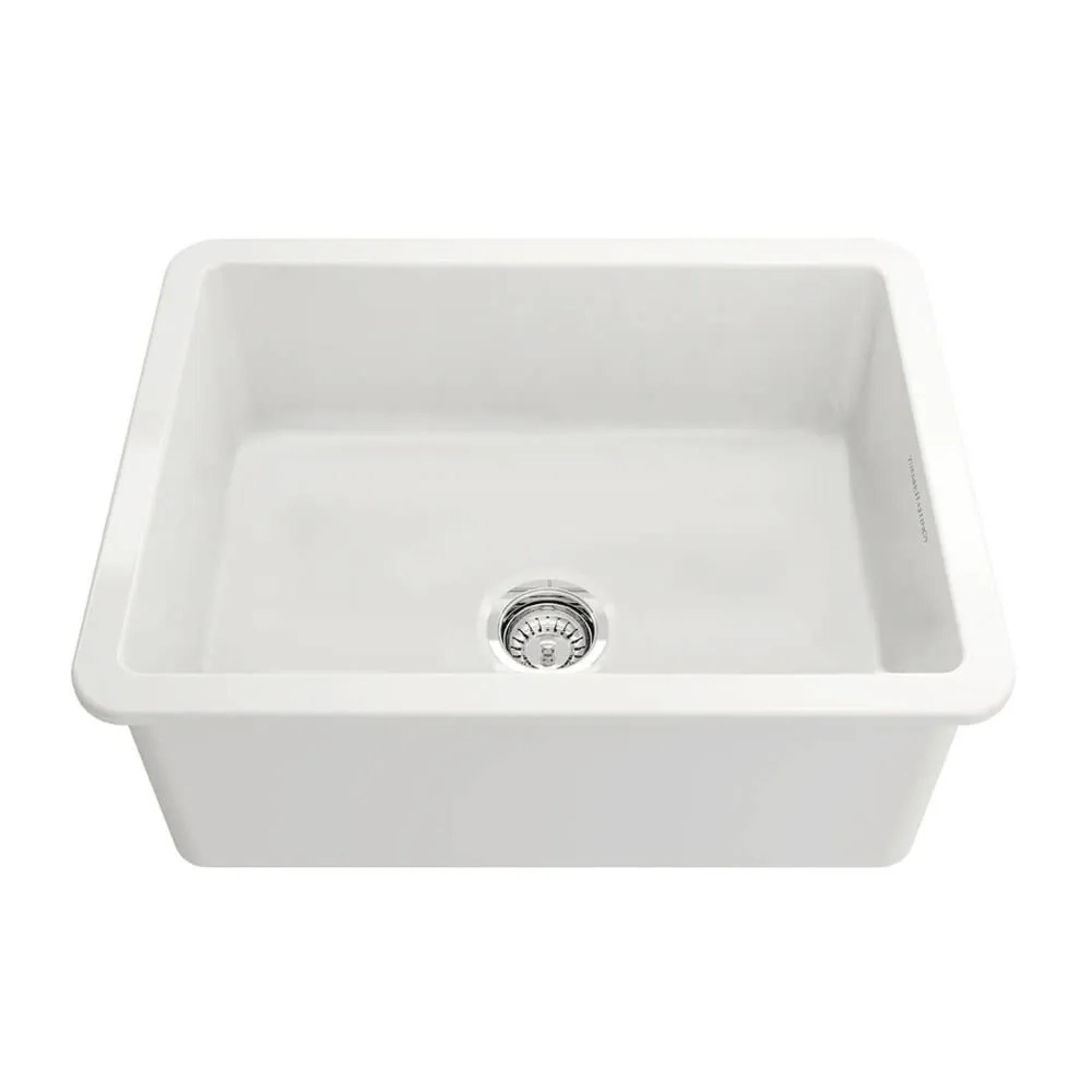 TURNER HASTINGS CUISINE INSET AND UNDERMOUNT FINE FIRECLAY SINGLE BOWL SINK MATTE WHITE 601MM