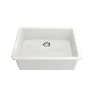 TURNER HASTINGS CUISINE INSET AND UNDERMOUNT FINE FIRECLAY SINGLE BOWL SINK GLOSS WHITE 680MM