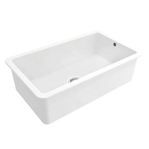 TURNER HASTINGS CUISINE INSET AND UNDERMOUNT FINE FIRECLAY SINGLE BOWL SINK WITH OVERFLOW GLOSS WHITE 810MM