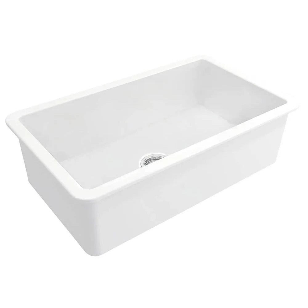 TURNER HASTINGS CUISINE INSET AND UNDERMOUNT FINE FIRECLAY SINGLE BOWL SINK GLOSS WHITE 810MM