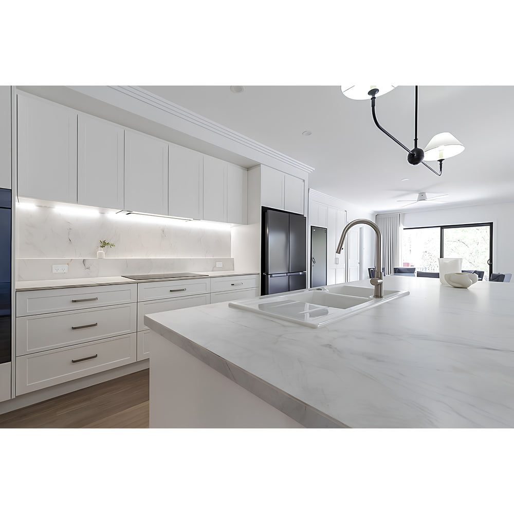 TURNER HASTINGS CUISINE INSET AND UNDERMOUNT FINE FIRECLAY DOUBLE BOWL SINK WITH TAPHOLE AND DRAINER GLOSS WHITE 1160MM