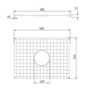 TURNER HASTINGS CUISINE STAINLESS STEEL GRID 480MM BRUSHED BRASS