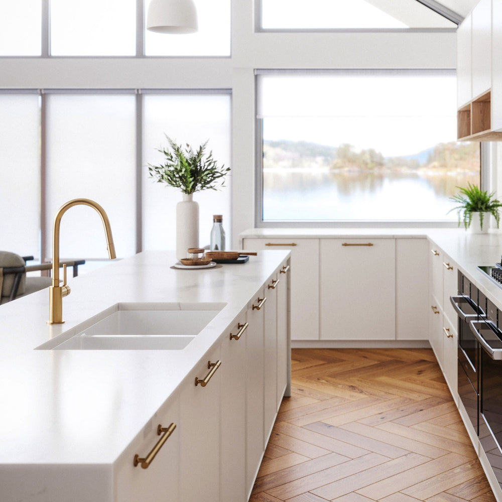 TURNER HASTINGS CUISINE DOUBLE INSET AND UNDERMOUNT FINE FIRECLAY SINK GLOSS WHITE 815MM