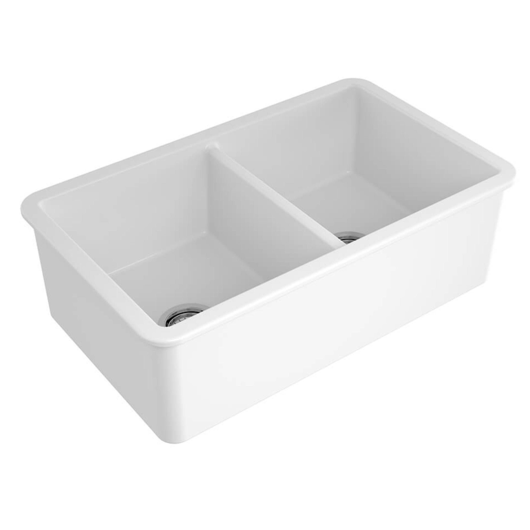 TURNER HASTINGS CUISINE DOUBLE INSET AND UNDERMOUNT FINE FIRECLAY SINK MATTE WHITE 850MM