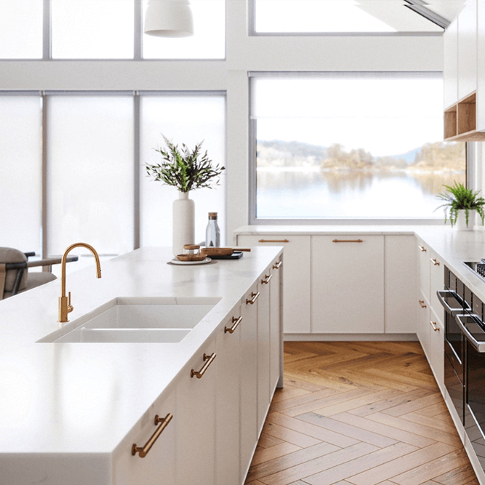 TURNER HASTINGS CUISINE DOUBLE INSET AND UNDERMOUNT FINE FIRECLAY SINK GLOSS WHITE 850MM