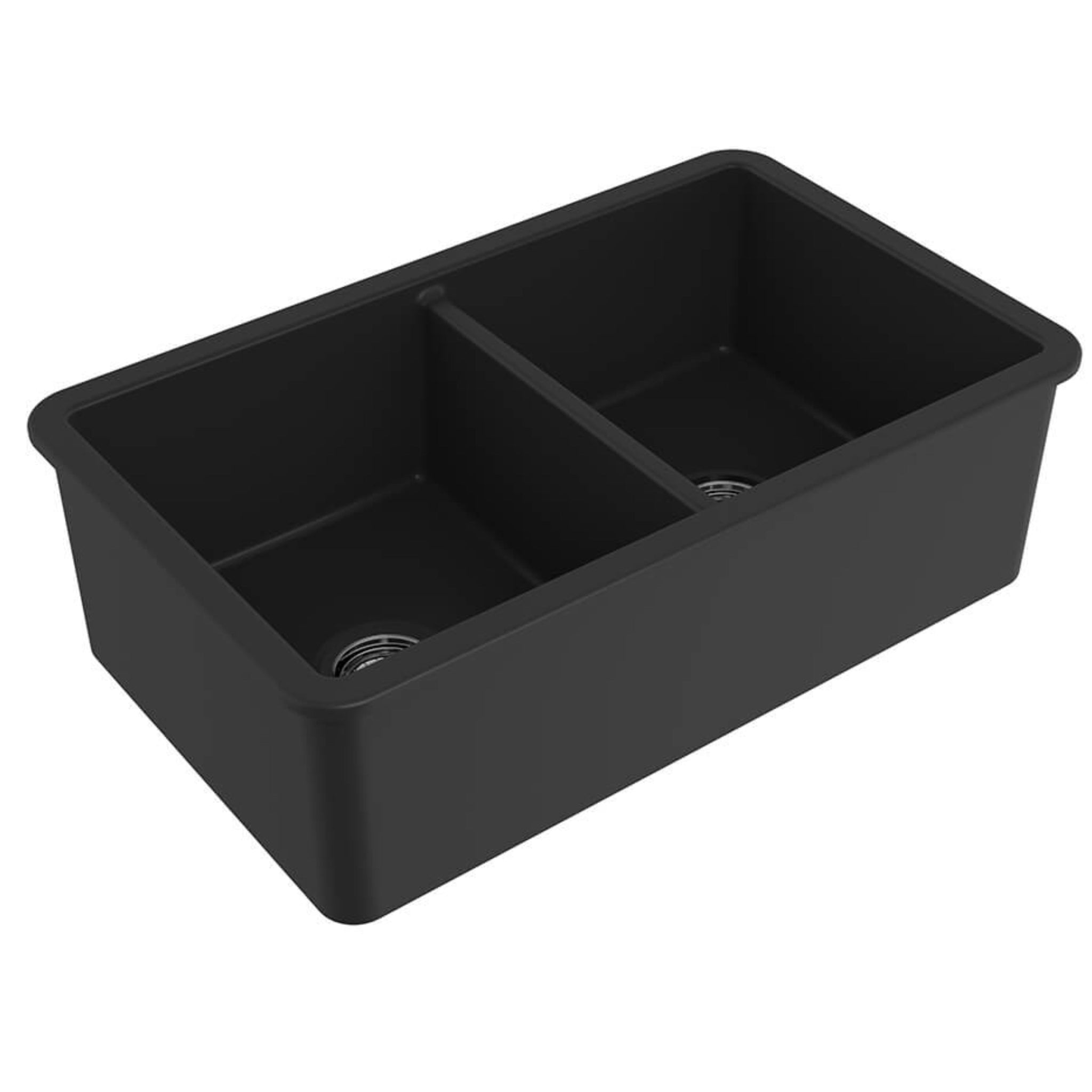 TURNER HASTINGS CUISINE DOUBLE INSET AND UNDERMOUNT FINE FIRECLAY SINK MATTE BLACK 850MM