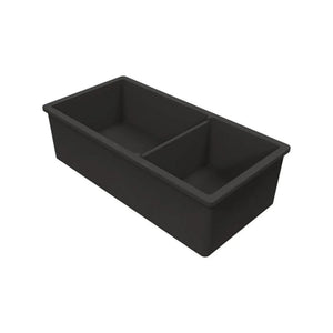 TURNER HASTINGS CUISINE INSET AND UNDERMOUNT FINE FIRECLAY DOUBLE BOWL SINK WITH OVERFLOW MATTE BLACK 940MM