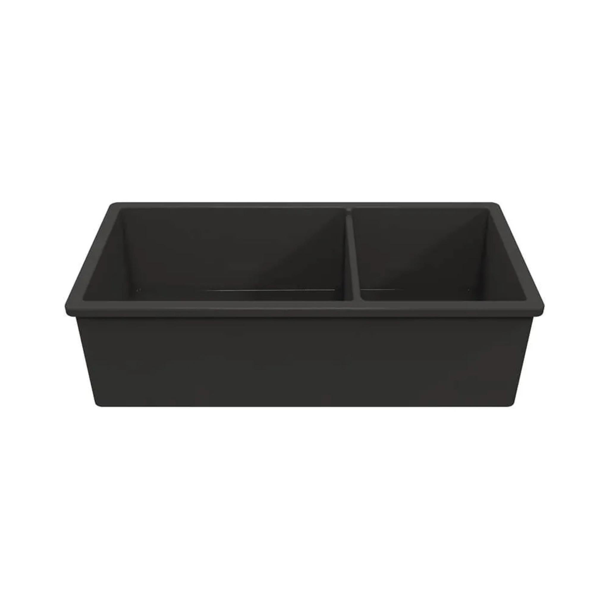 TURNER HASTINGS CUISINE INSET AND UNDERMOUNT FINE FIRECLAY DOUBLE BOWL SINK MATTE BLACK 940MM
