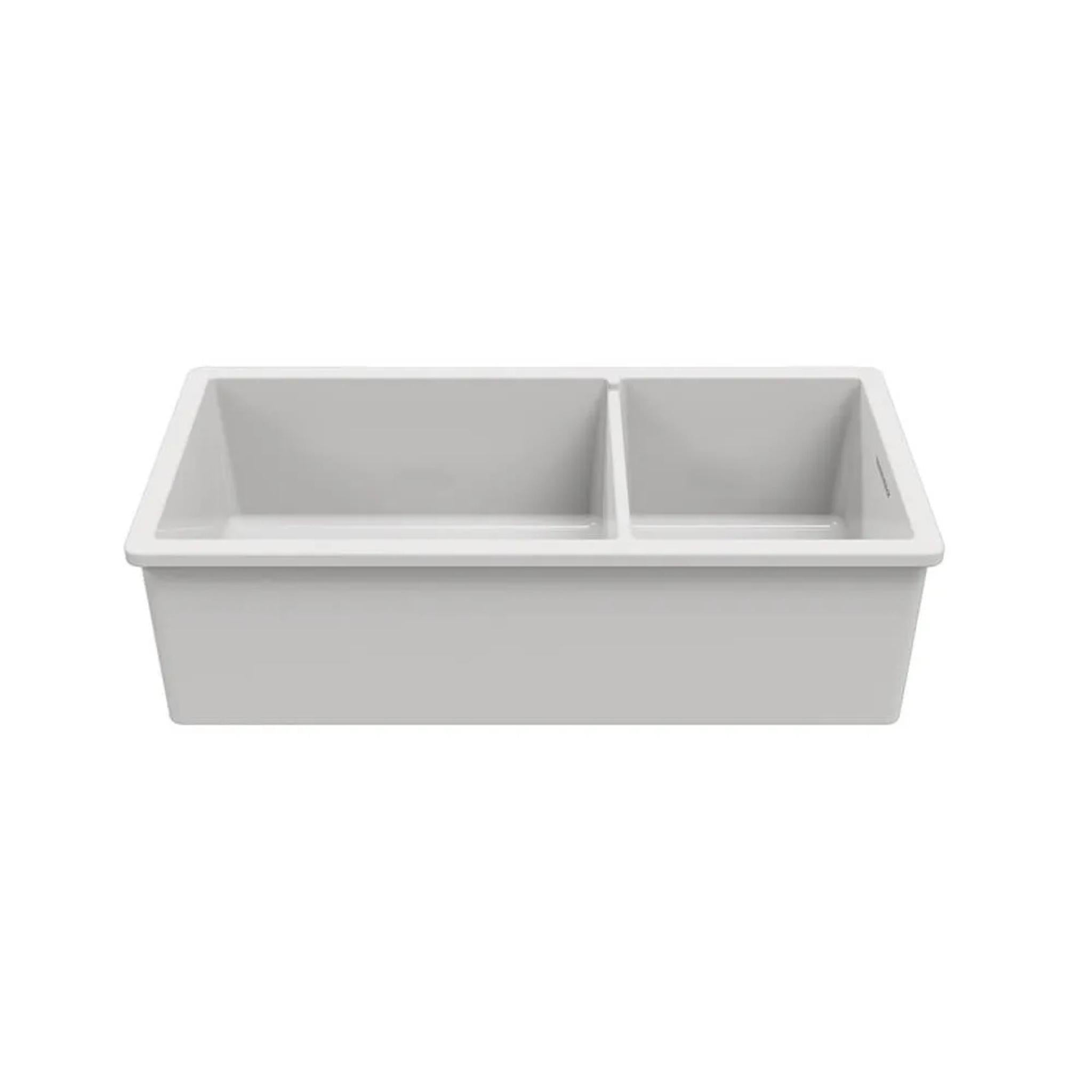 TURNER HASTINGS CUISINE INSET AND UNDERMOUNT FINE FIRECLAY DOUBLE BOWL SINK GLOSS WHITE 940MM