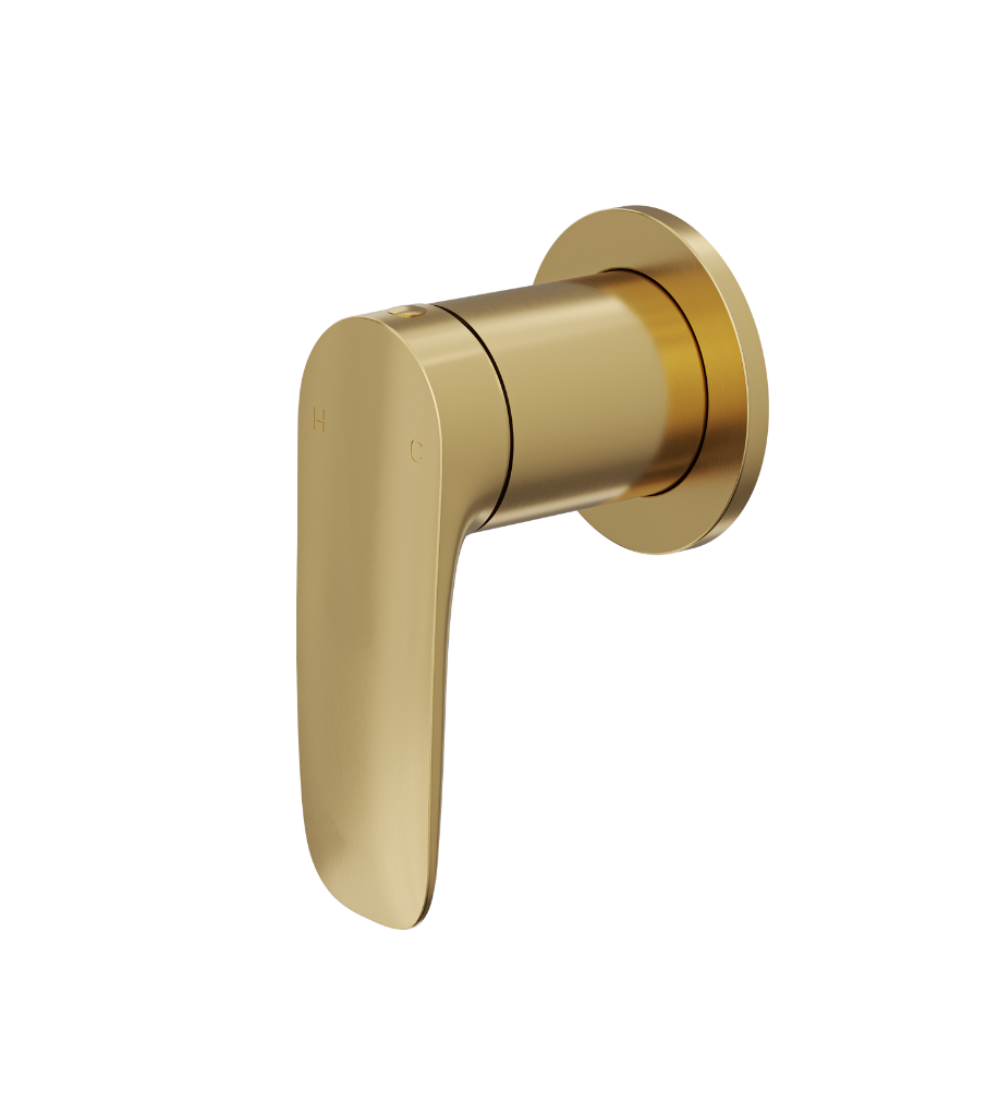 LINSOL CURVA WALL MIXER 124MM BRUSHED BRASS