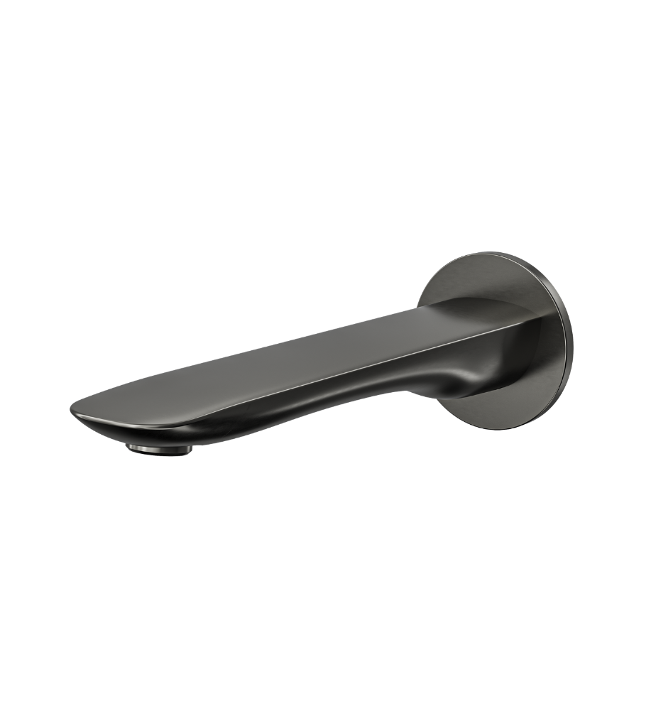 LINSOL CURVA WALL MOUNT BASIN OR BATH SPOUT 204MM GUN METAL