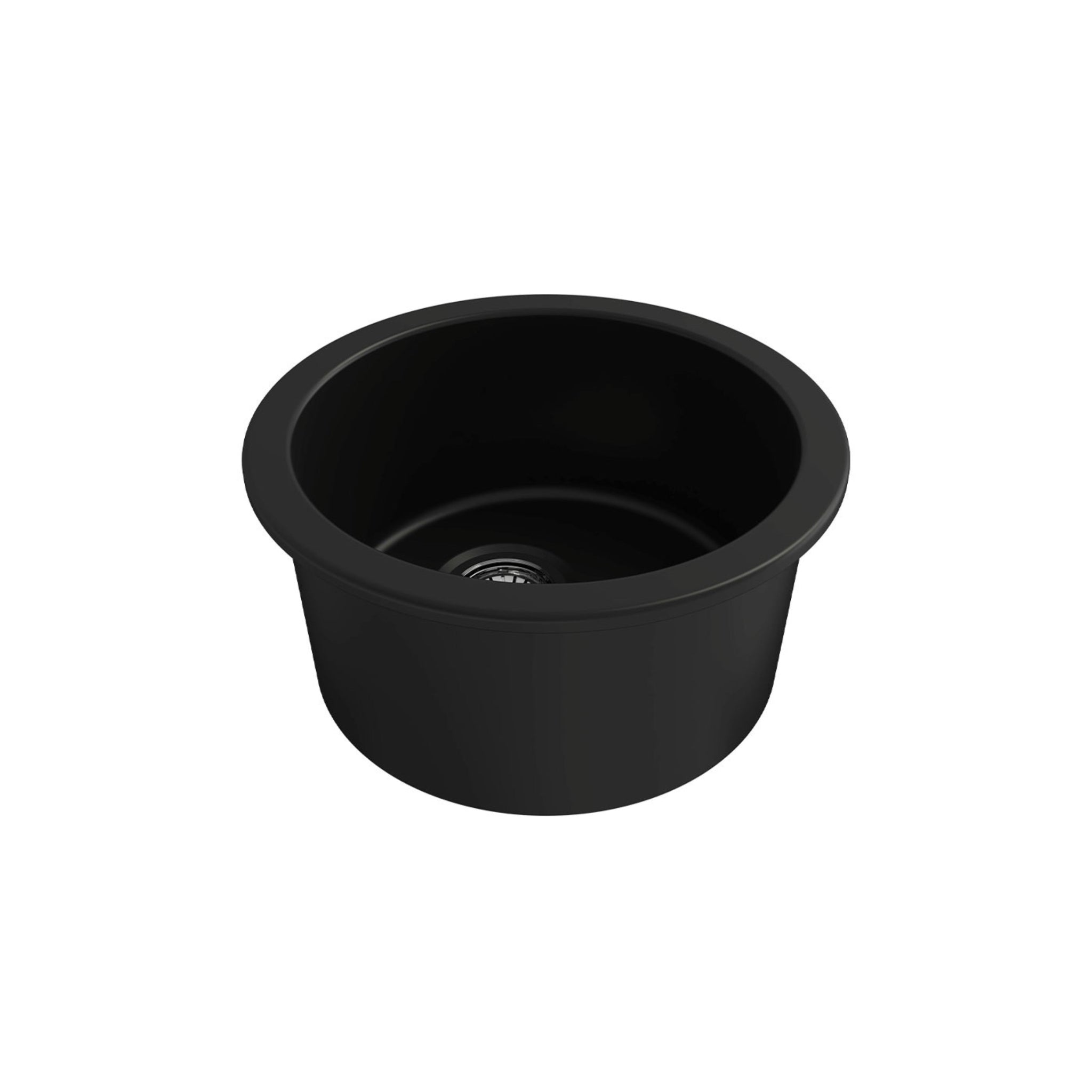 TURNER HASTINGS CUISINE ROUND INSET AND UNDERMOUNT FINE FIRECLAY SINK MATTE BLACK 470MM