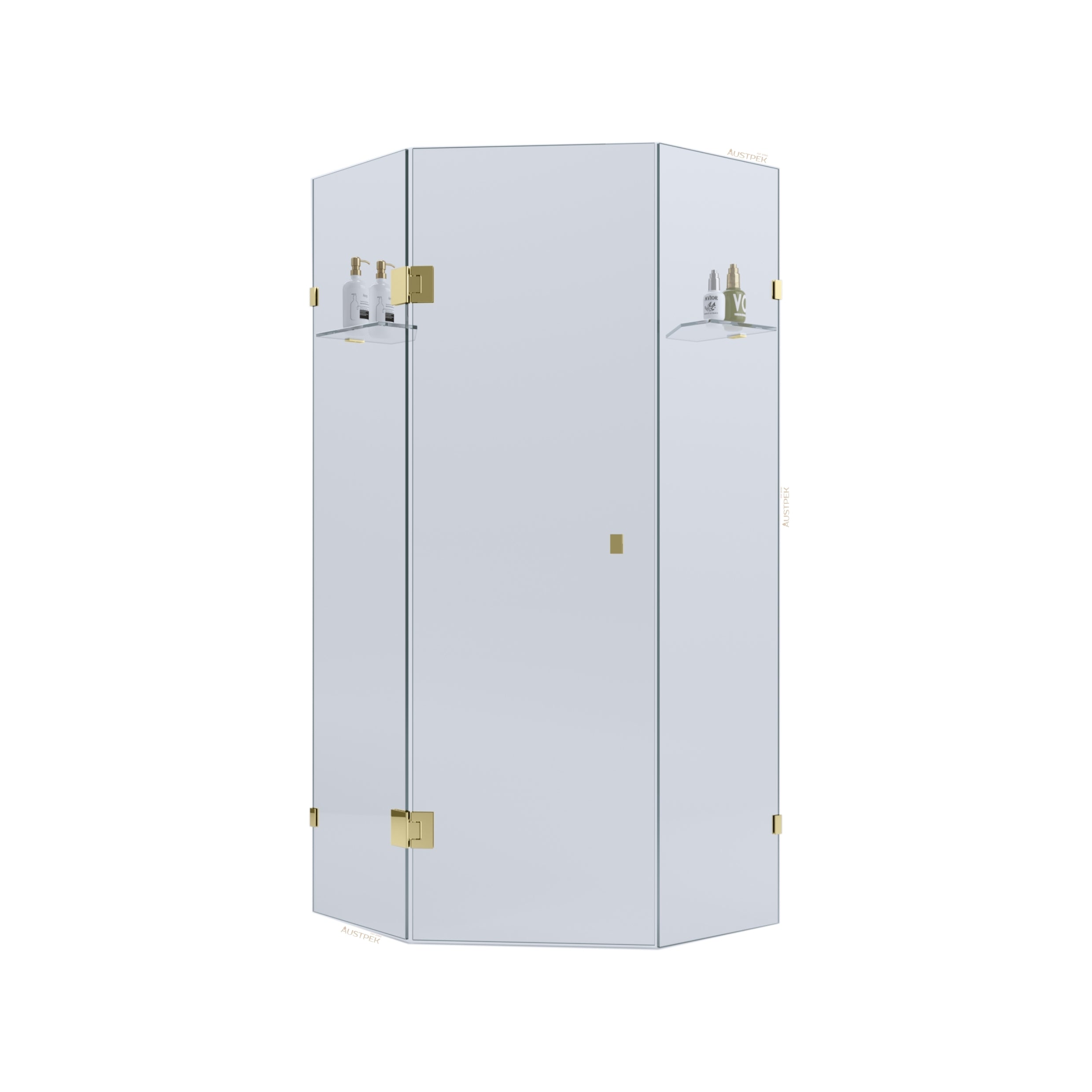 BELLA VISTA FRAMELESS DIAMOND CORNER SHOWER SCREEN FRENCH GOLD