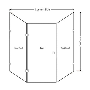 BELLA VISTA FRAMELESS DIAMOND CORNER SHOWER SCREEN FRENCH GOLD