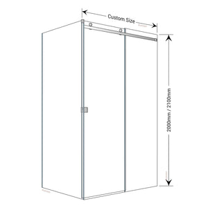 BELLA VISTA VICTORIA FRAMELESS SLIDING FRONT AND RETURN PANEL SHOWER SCREEN BRUSHED NICKEL