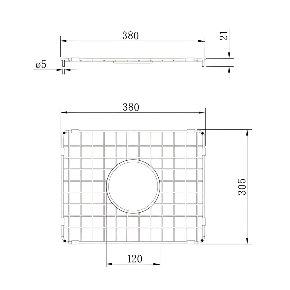 TURNER HASTINGS COVE KITCHEN SINK GRID 380MM STAINLESS STEEL