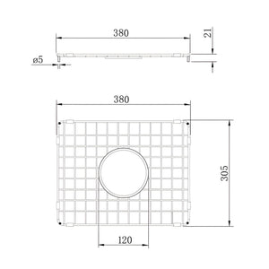 TURNER HASTINGS COVE STAINLESS STEEL GRID 380MM BRUSHED BRASS