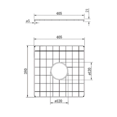 TURNER HASTINGS COVE STAINLESS STEEL GRID 405MM BRUSHED BRASS