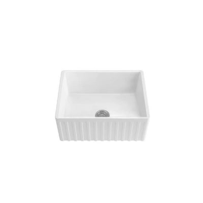 TURNER HASTINGS COVE FIRECLAY BUTLER SINK WITH OVERFLOW GLOSS WHITE 610MM