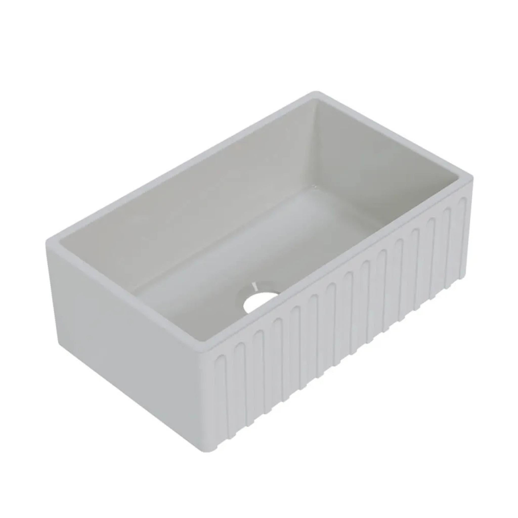 TURNER HASTINGS COVE FIRECLAY BUTLER SINK WITH OVERFLOW GLOSS WHITE 762MM