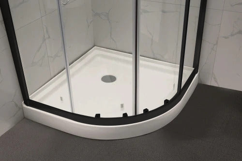 COVEY WALL TO WALL SEMI-FRAMED CURVED SLIDING DOOR SHOWER SCREEN MATTE BLACK
