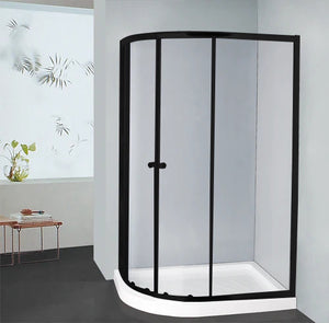 COVEY WALL TO WALL SEMI-FRAMED CURVED SLIDING DOOR SHOWER SCREEN MATTE BLACK