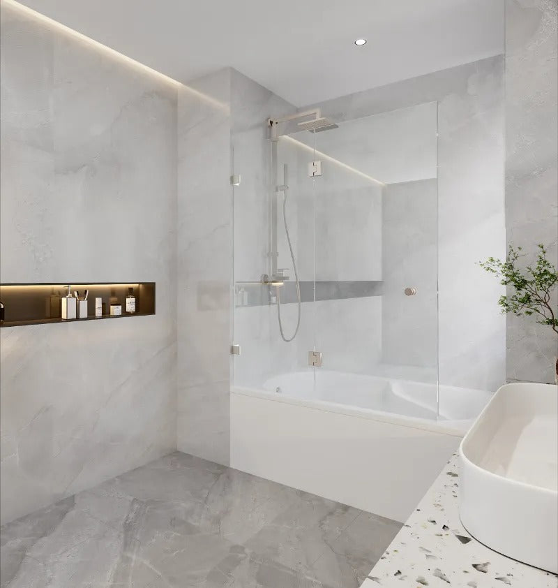 COVEY FIXED AND SWING PANEL DOUBLE HINGED BATH SCREEN CHROME