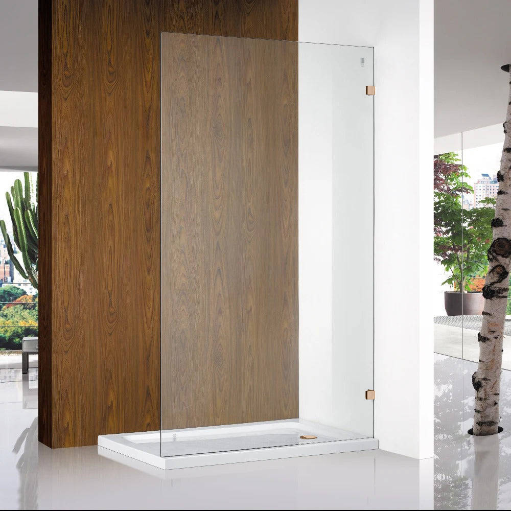 COVEY FRAMELESS WALK IN SINGLE PANEL SHOWER SCREEN BRUSHED BRONZE