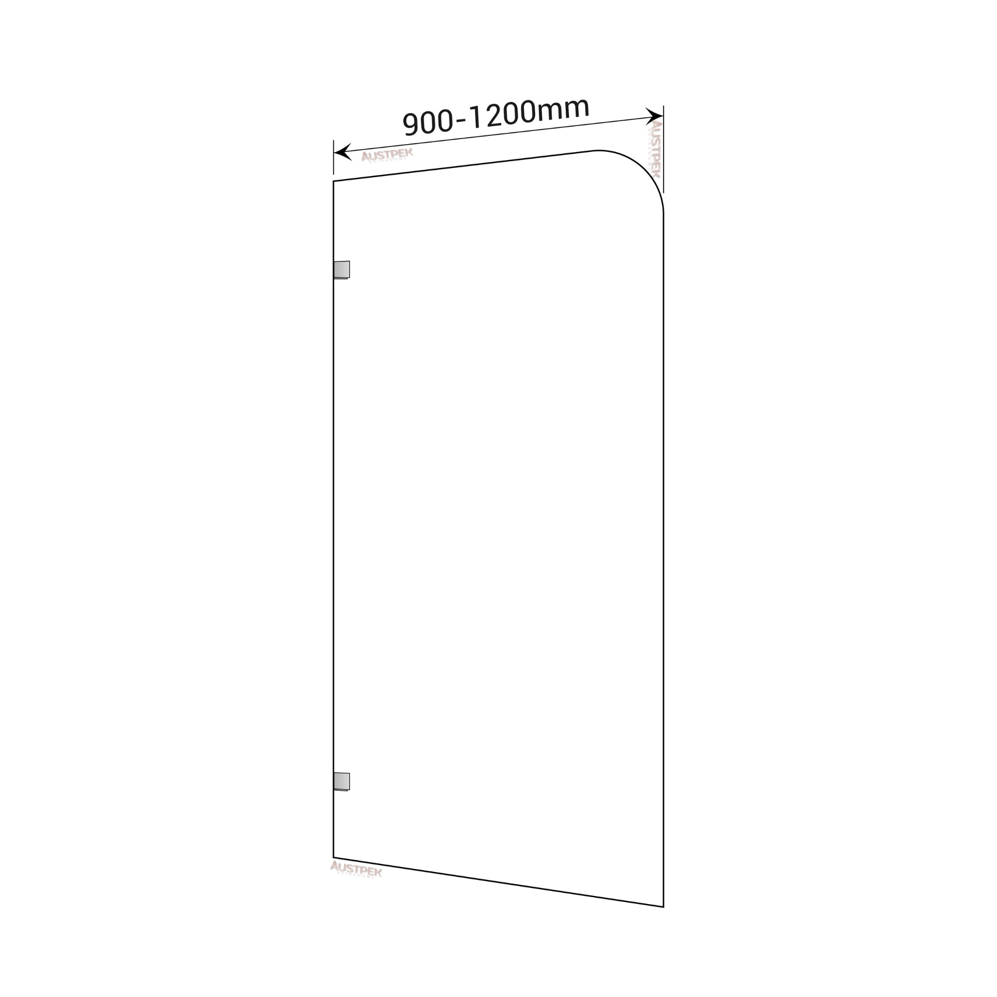COVEY FRAMELESS WALK IN SINGLE PANEL WITH CURVED CORNER SHOWER SCREEN LIGHT GOLD